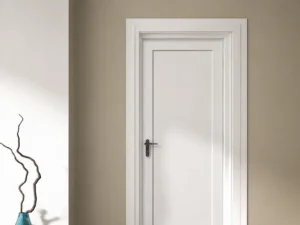 White interior residential door in a bad room